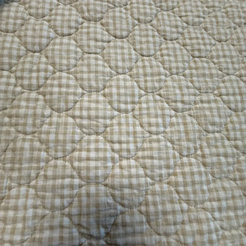 Laura Ashley Floral Gingham Reversible Quilt Queen Cotton Cottagecore Cream Pink